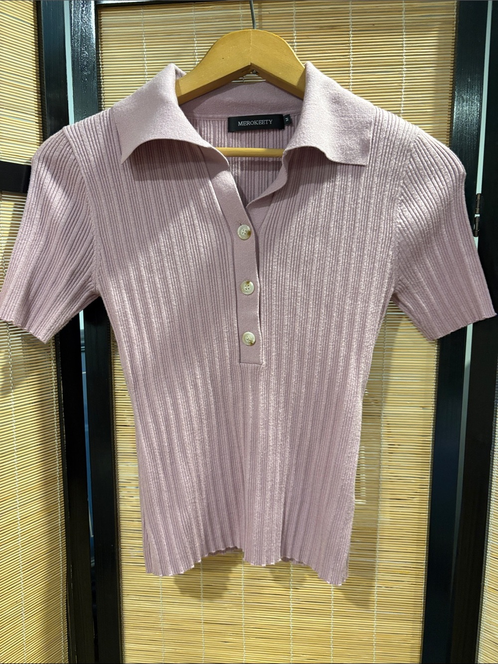 Merokeety Mauve Polo Knit Top